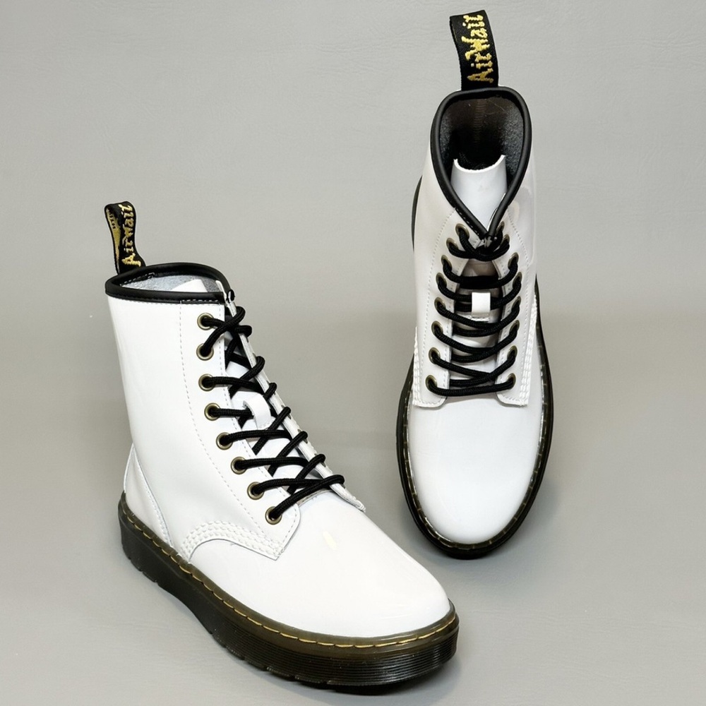 Dr. Martens Zavala White Leather Combat Boots | Size EU 38 / 7 W